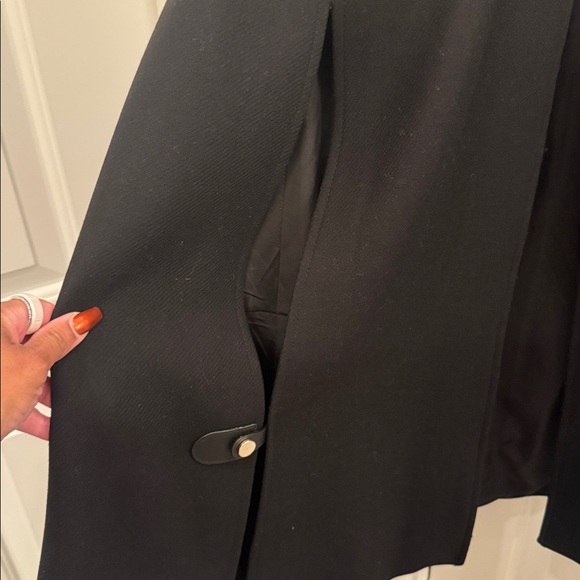 Zara Women's Black Cape Coat with Gold Accent - Picture 4 of 6